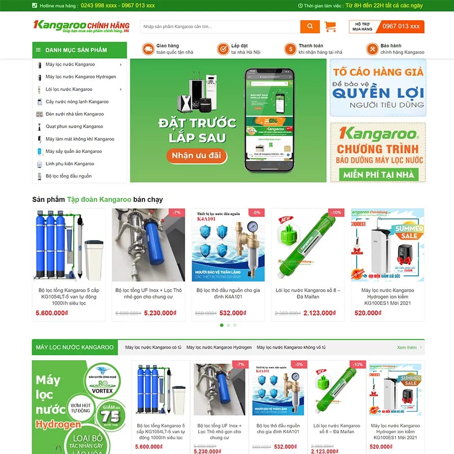 Mẫu Website Bán Máy Lọc Nước 02 – Shop Online – Cài Đặt Sẵn